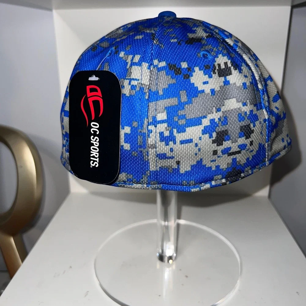 NWT‎ Sugarland Sketters Blue Camo Fitted Hat Baseball Cap Moisture Wicking S/M
